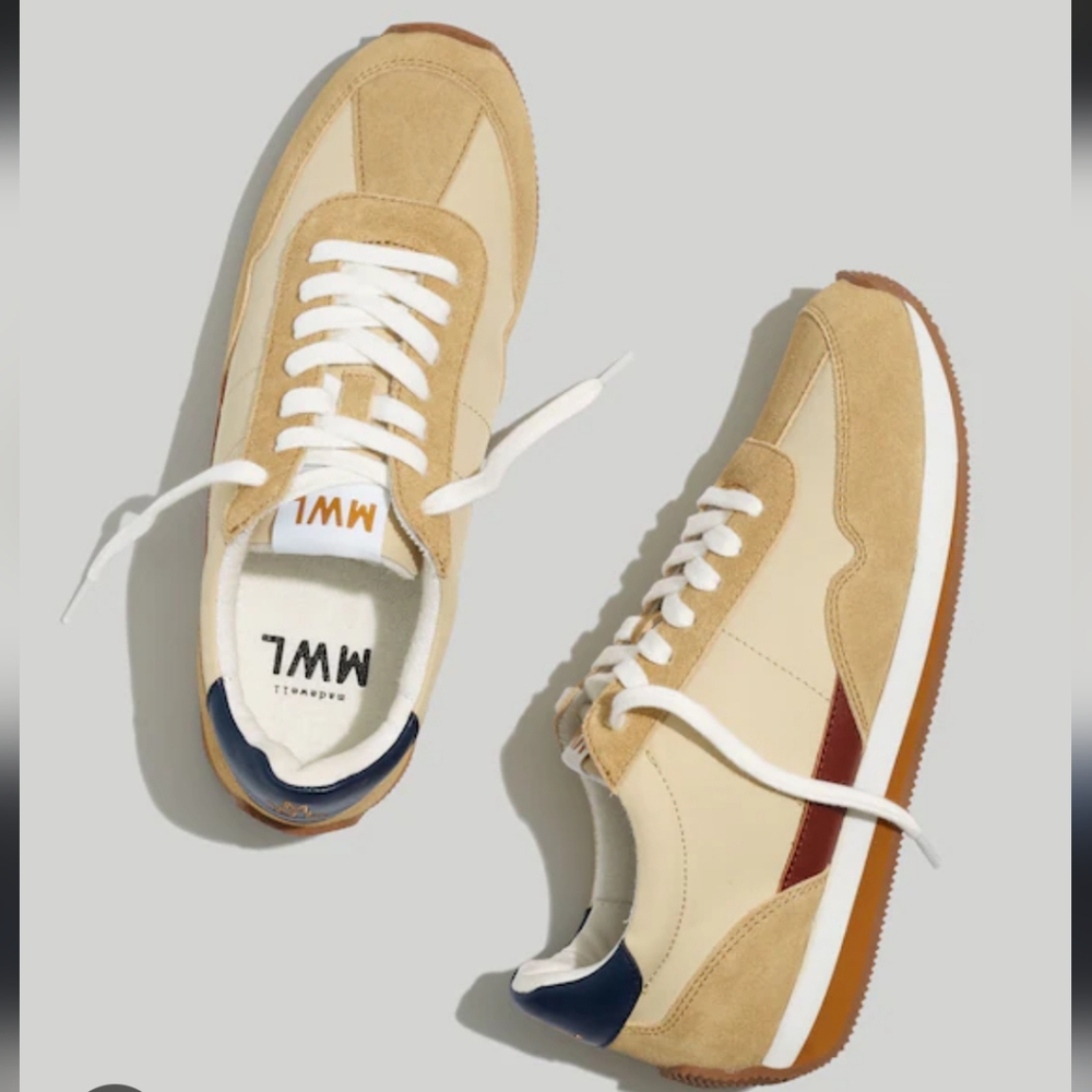 Madewell League Sneakers Tennis Shoes Suede French Vanilla Multicolor Sz 9.5W 8M